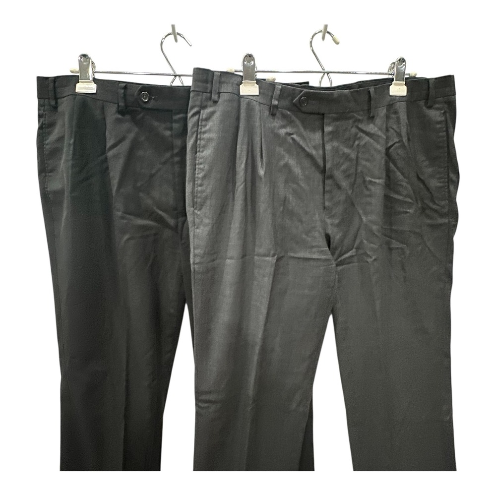 2 Pr Lauren Ralph Lauren Men's 36x32 Black Gray Wool Dress Pants Stretch Cuffed